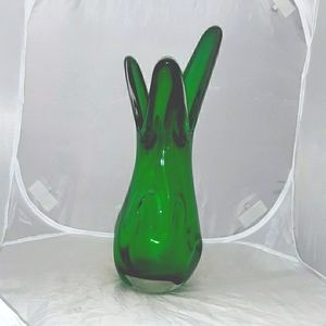 MCM Swung green glass vase vintage